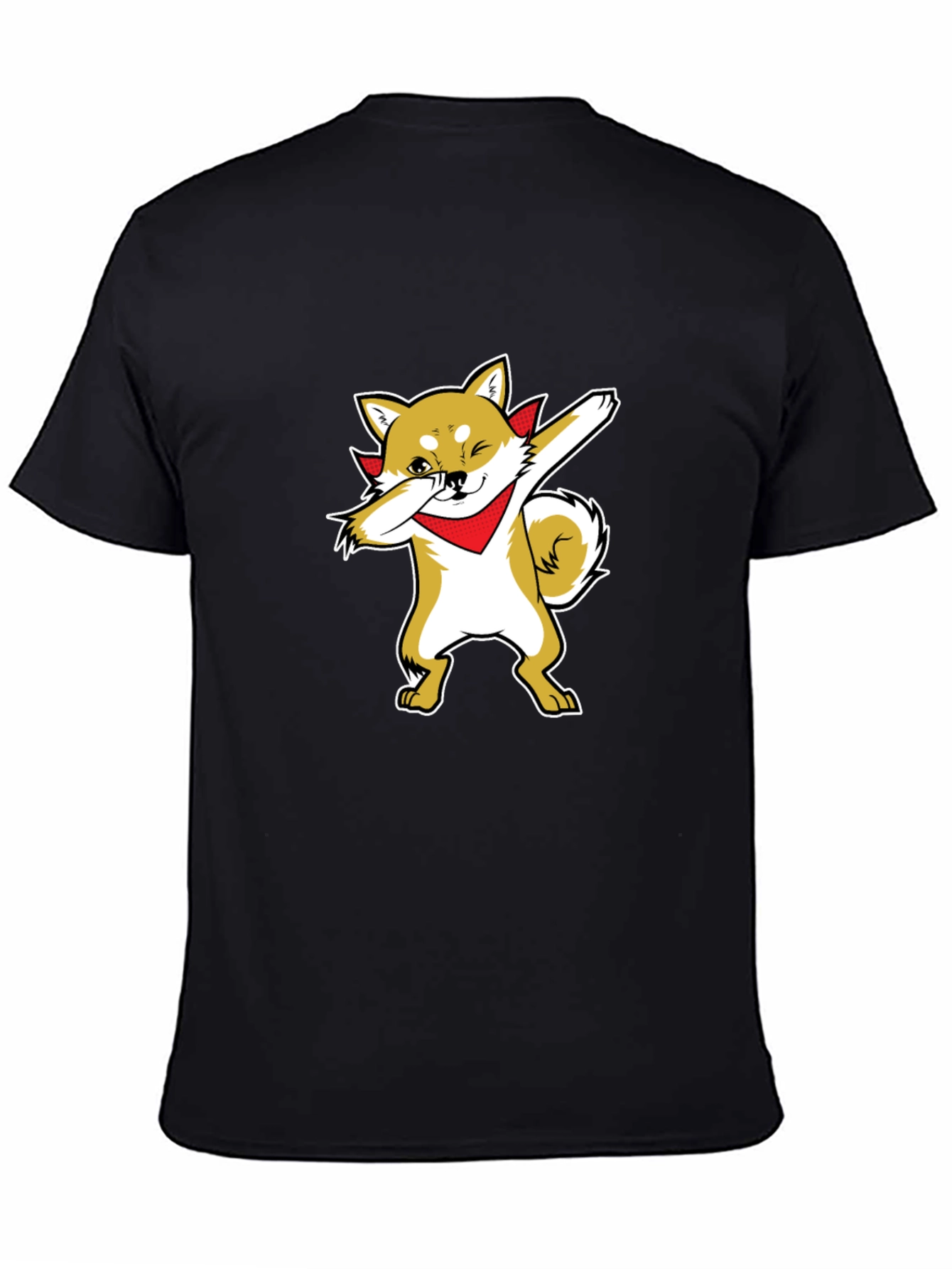 Camiseta Negra Hombre Diseño Shiba Inu Dab