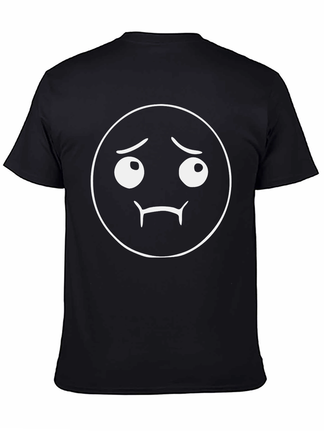 Camiseta Negra con Diseño Emoji Triste
