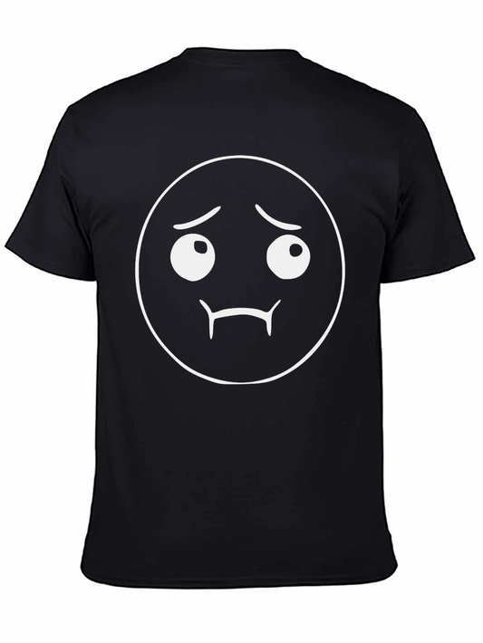 Camiseta Negra con Diseño Emoji Triste