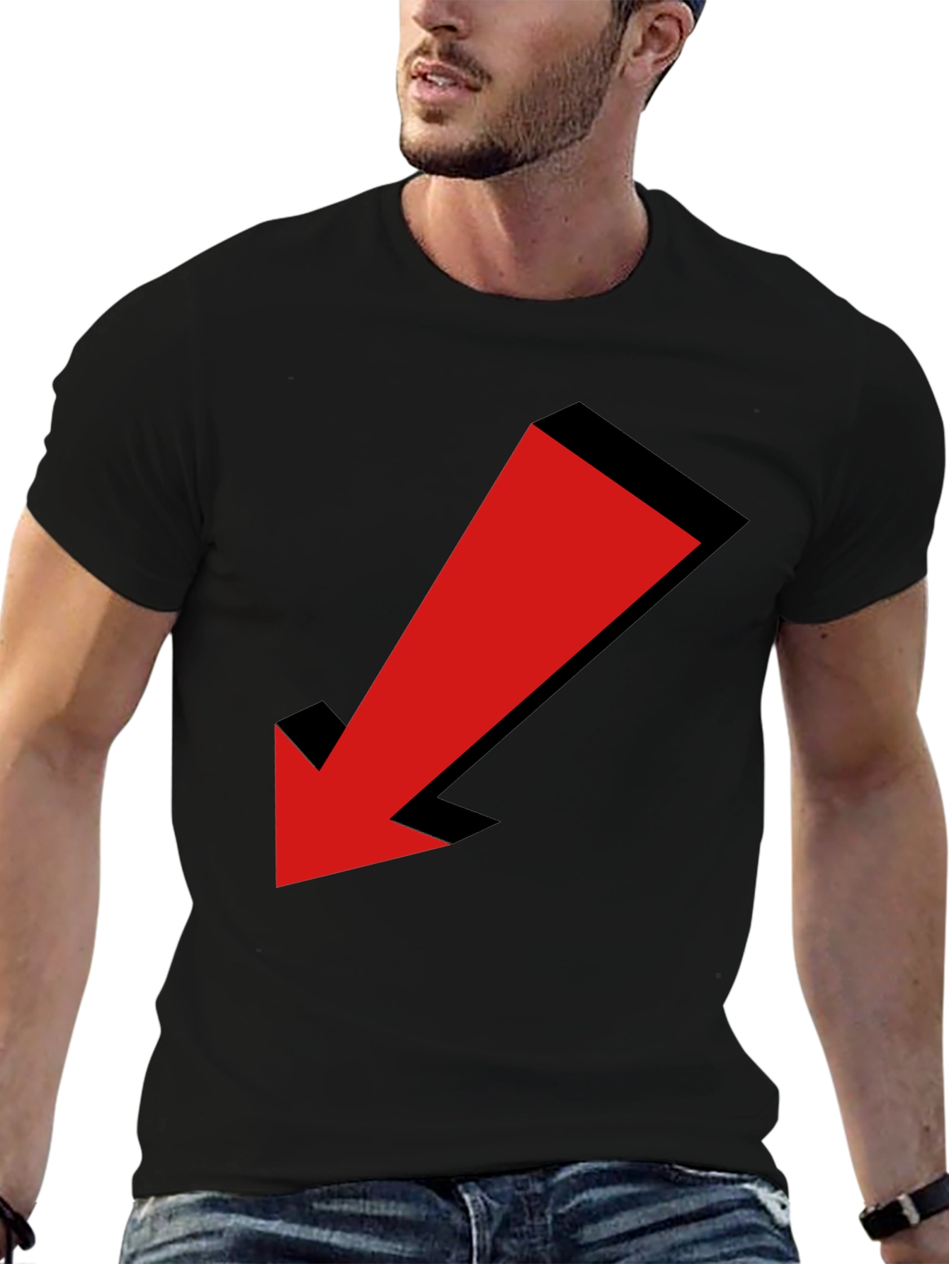 Camiseta Negra con Flecha Roja 3D para Hombre