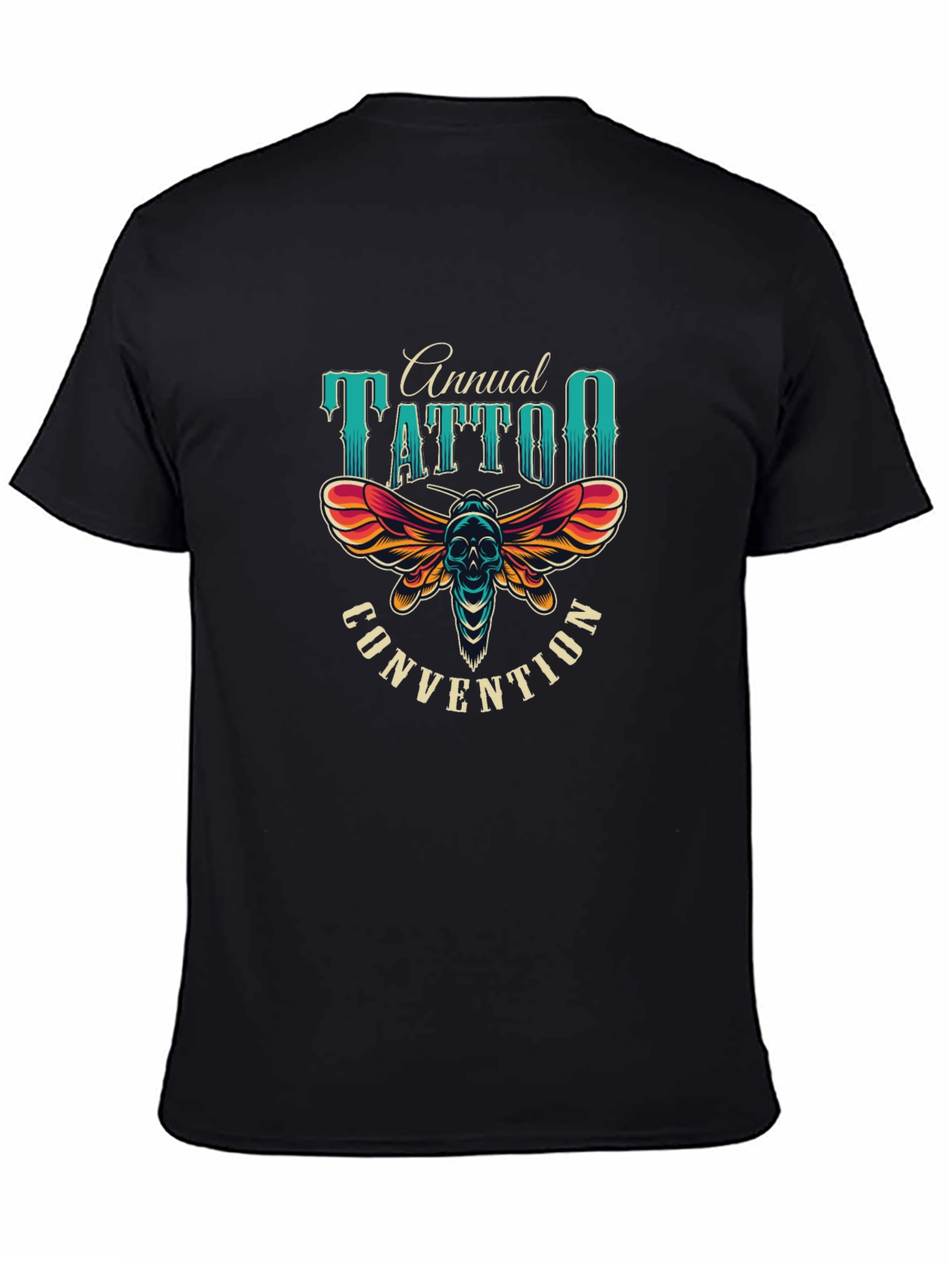 Camiseta Negra Estampada Convención de Tatuajes