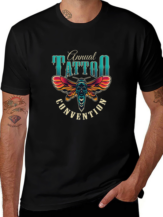 Camiseta Negra Estampada Convención de Tatuajes
