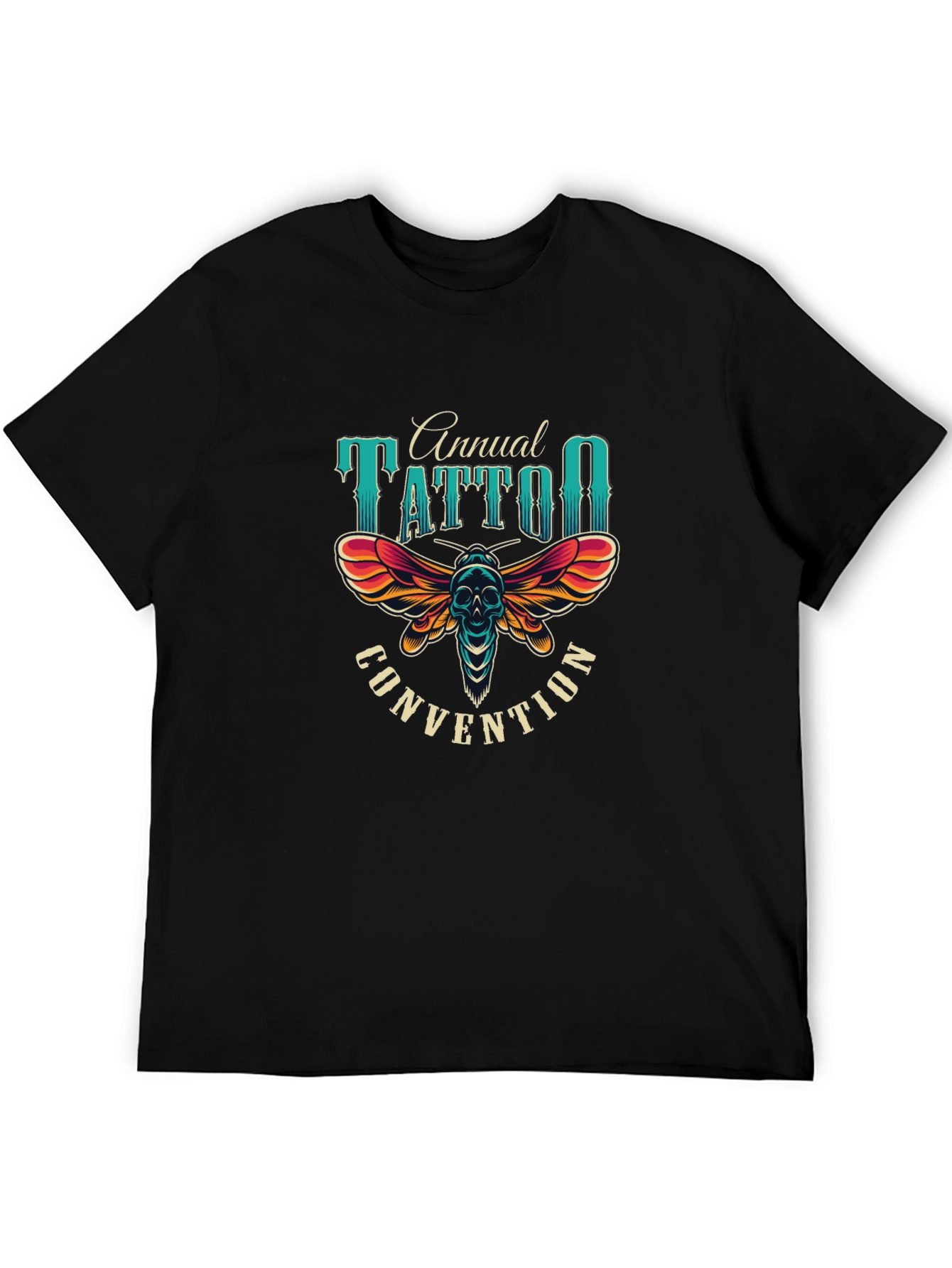 Camiseta Negra Estampada Convención de Tatuajes