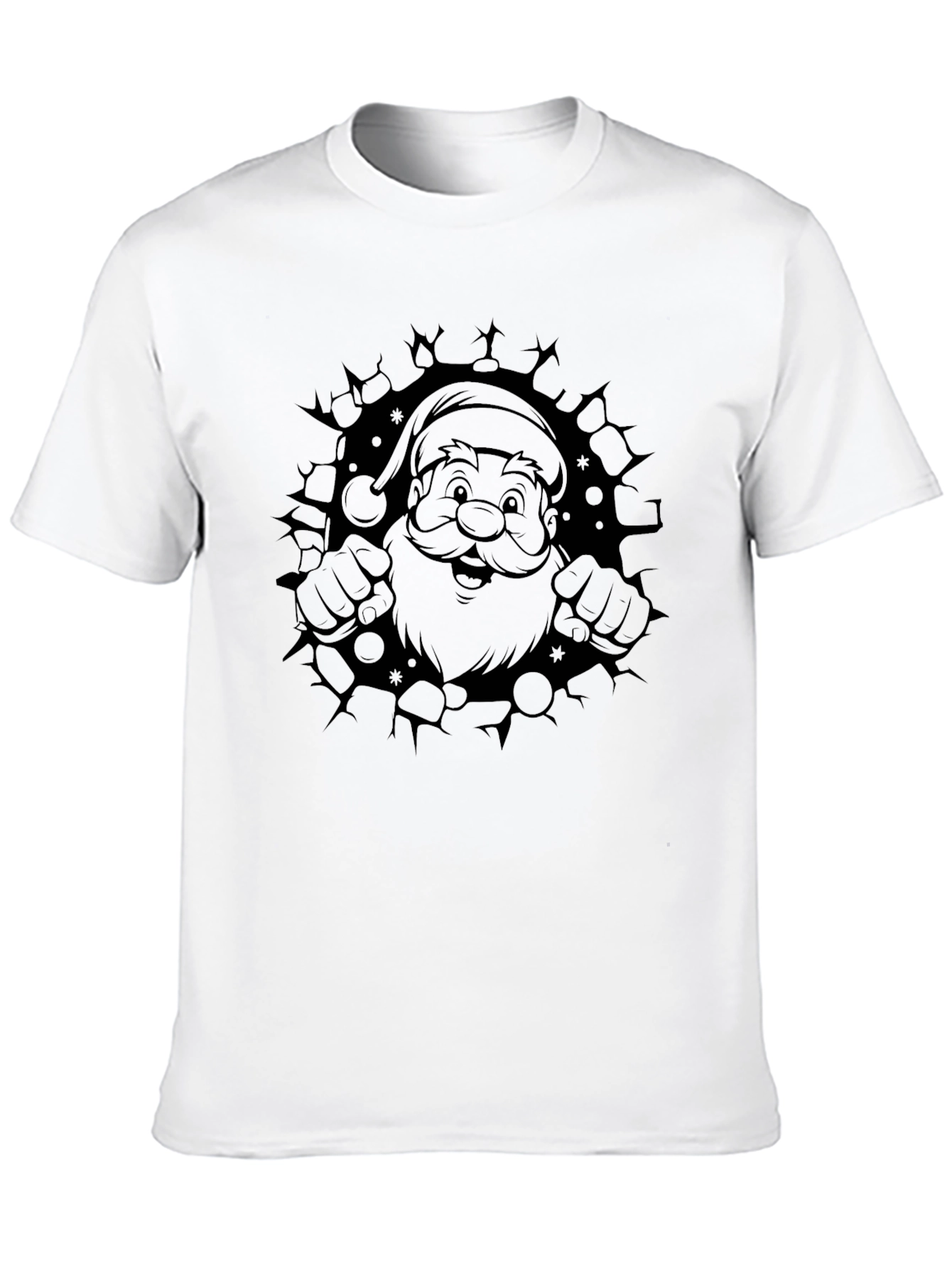 Camiseta Negra Navideña con Diseño de Santa Claus