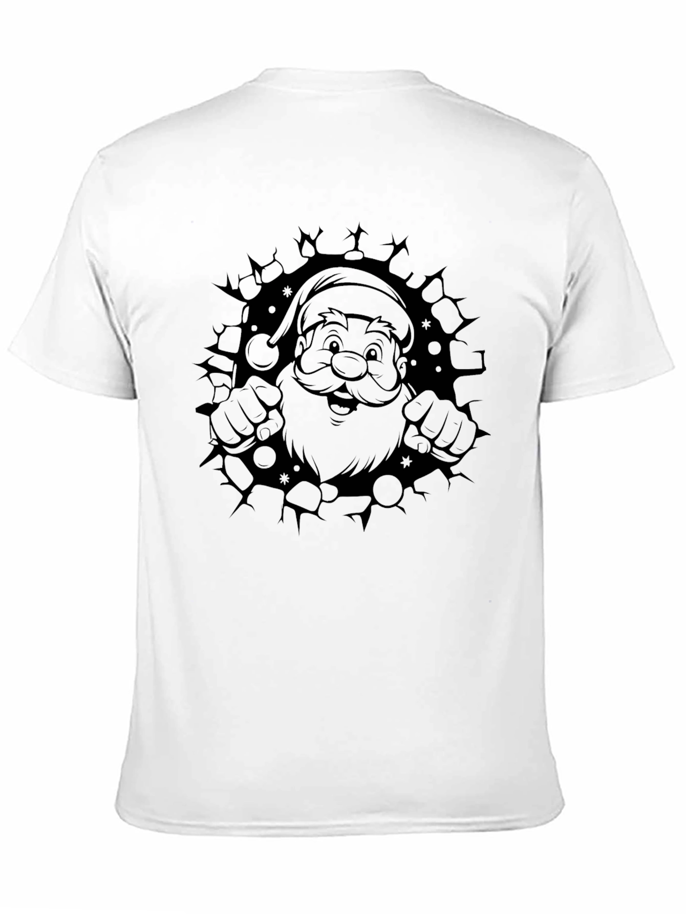 Camiseta Negra Navideña con Diseño de Santa Claus