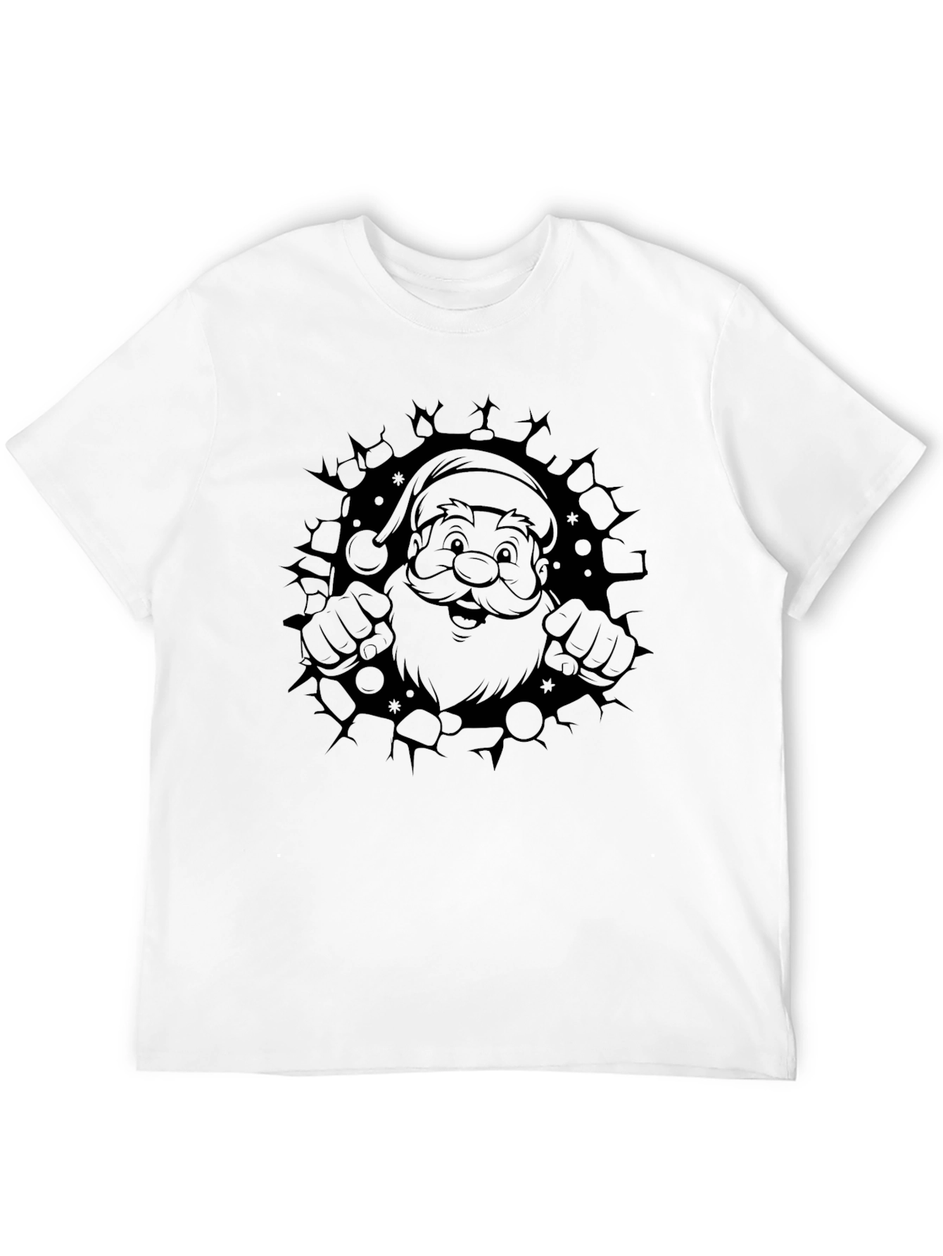 Camiseta Negra Navideña con Diseño de Santa Claus