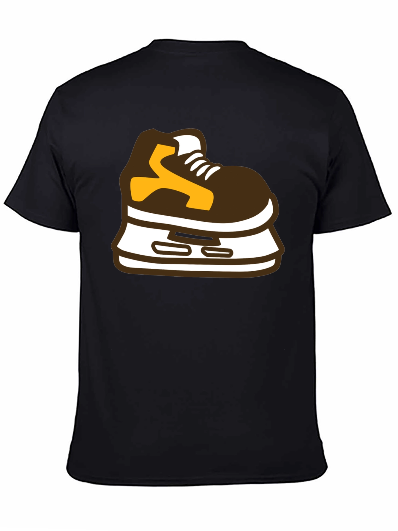 Camiseta Negra con Diseño de Patín de Hielo