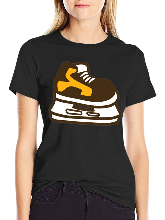 Camiseta Negra con Diseño de Patín de Hielo
