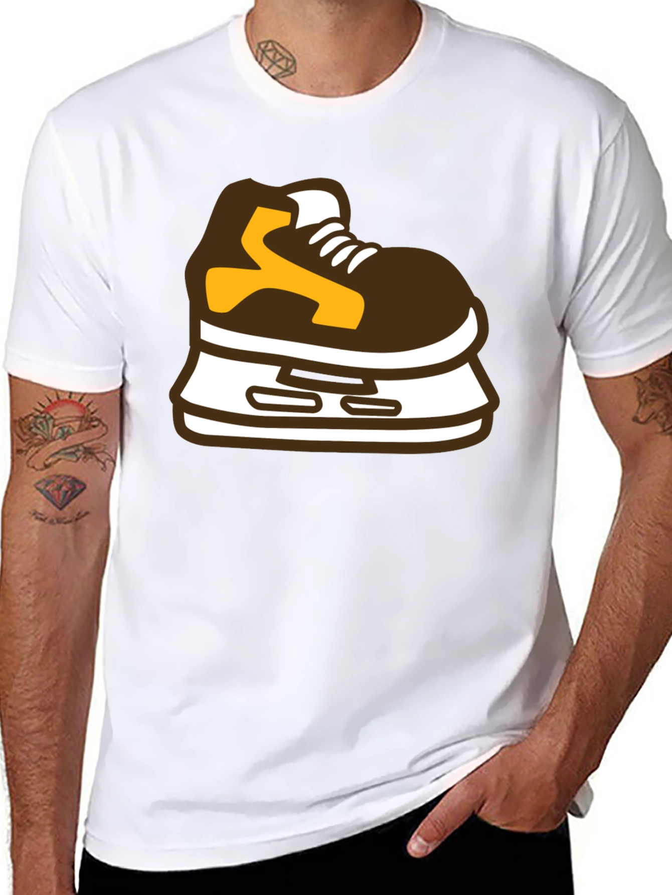 Camiseta Negra con Diseño de Patín de Hielo