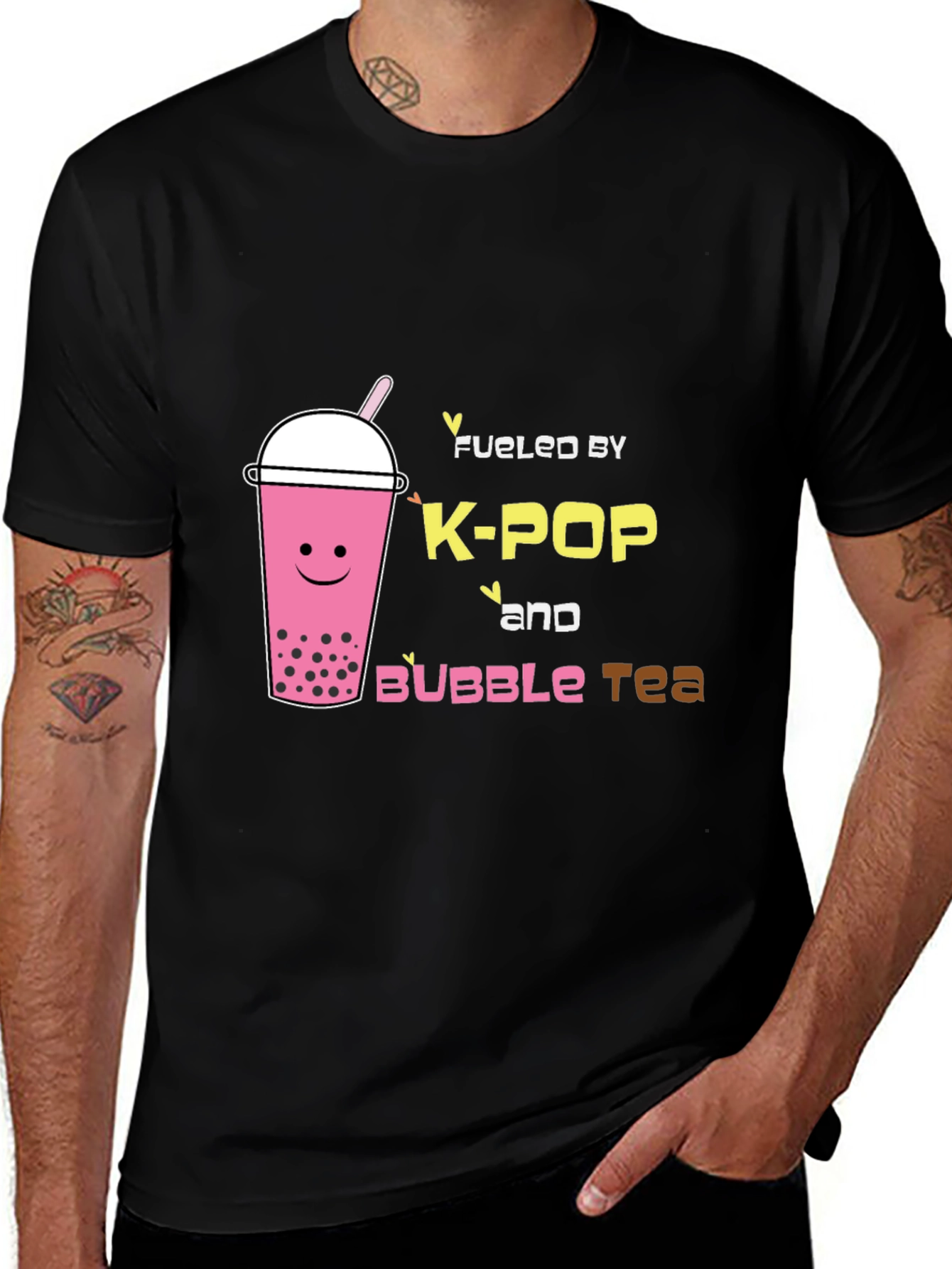 Camiseta Negra K-Pop & Bubble Tea