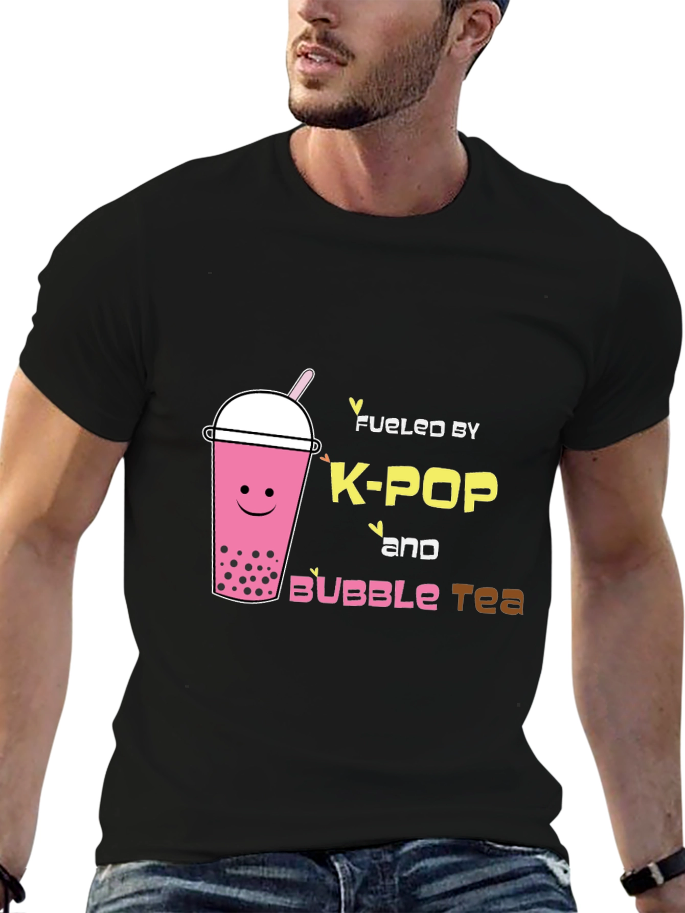 Camiseta Negra K-Pop & Bubble Tea