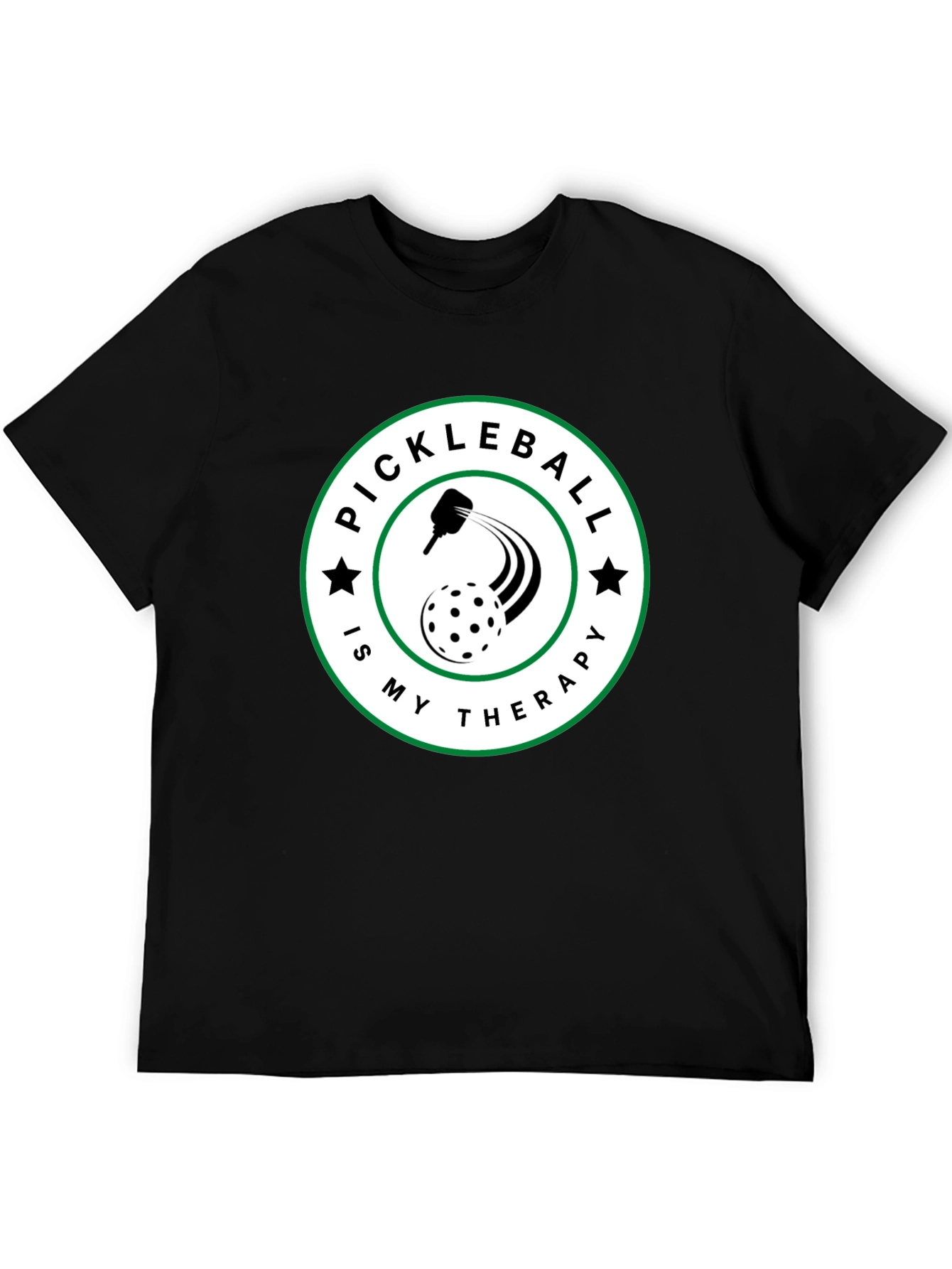 Camiseta Negra Pickleball is My Therapy
