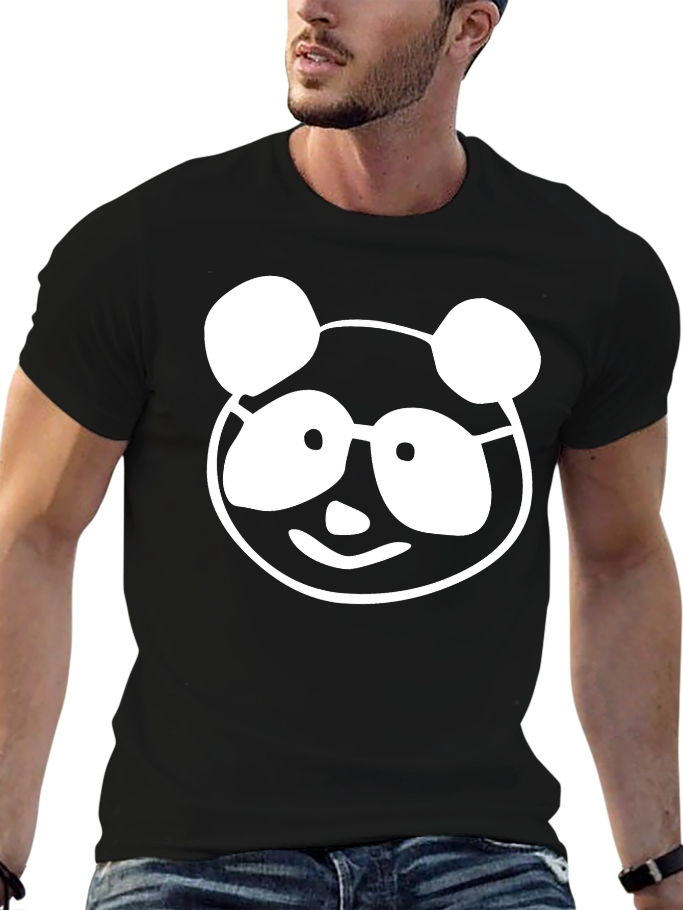 Camiseta Negra con Diseño de Panda Nerd