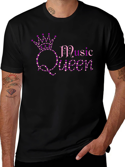 Camiseta Negra Music Queen con Diseño de Corona