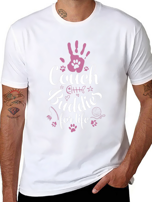 Camiseta Negra Couch Buddies for life para Amantes de Gatos