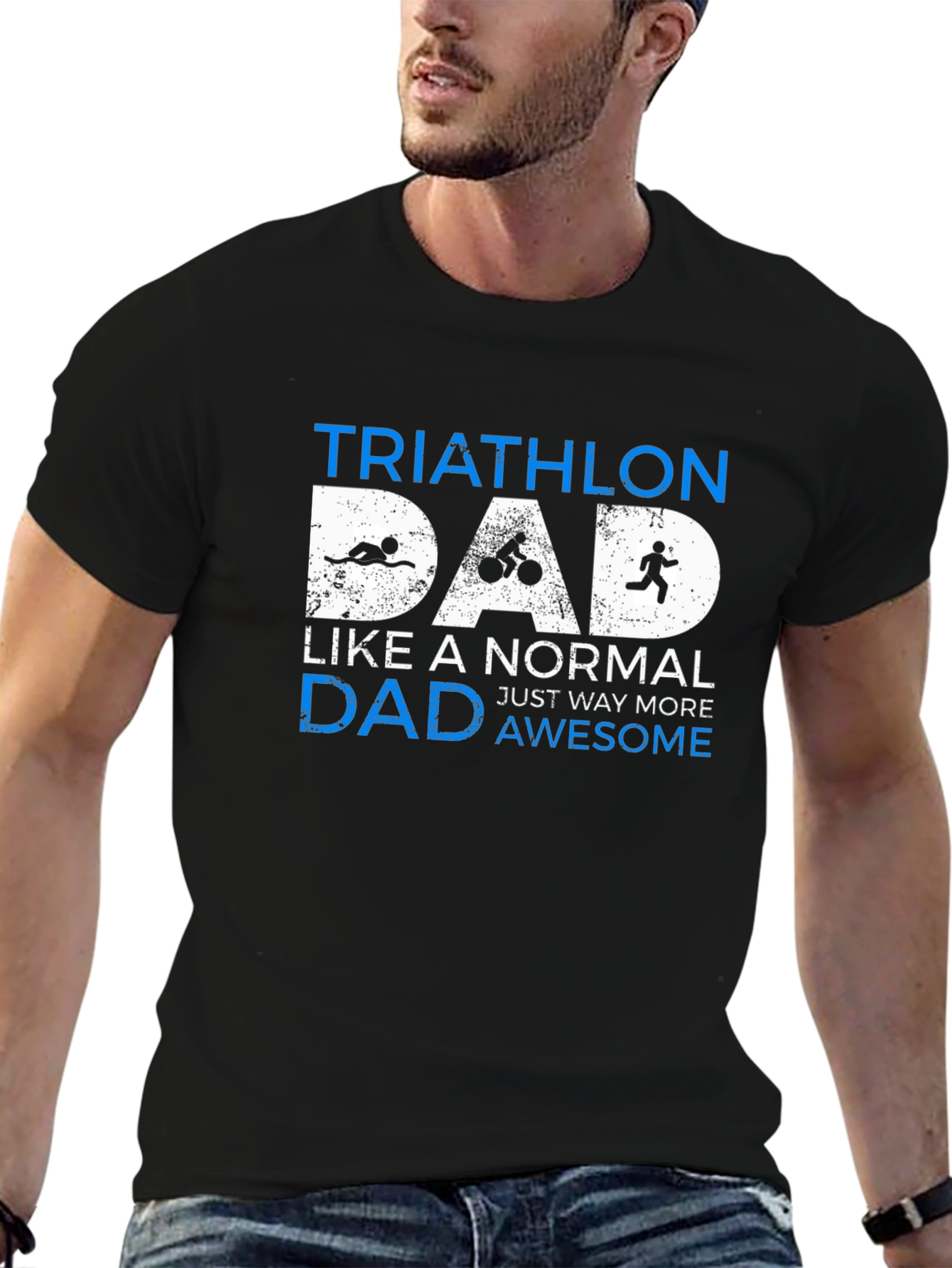 Camiseta Hombre Triatlón Papá - Negra