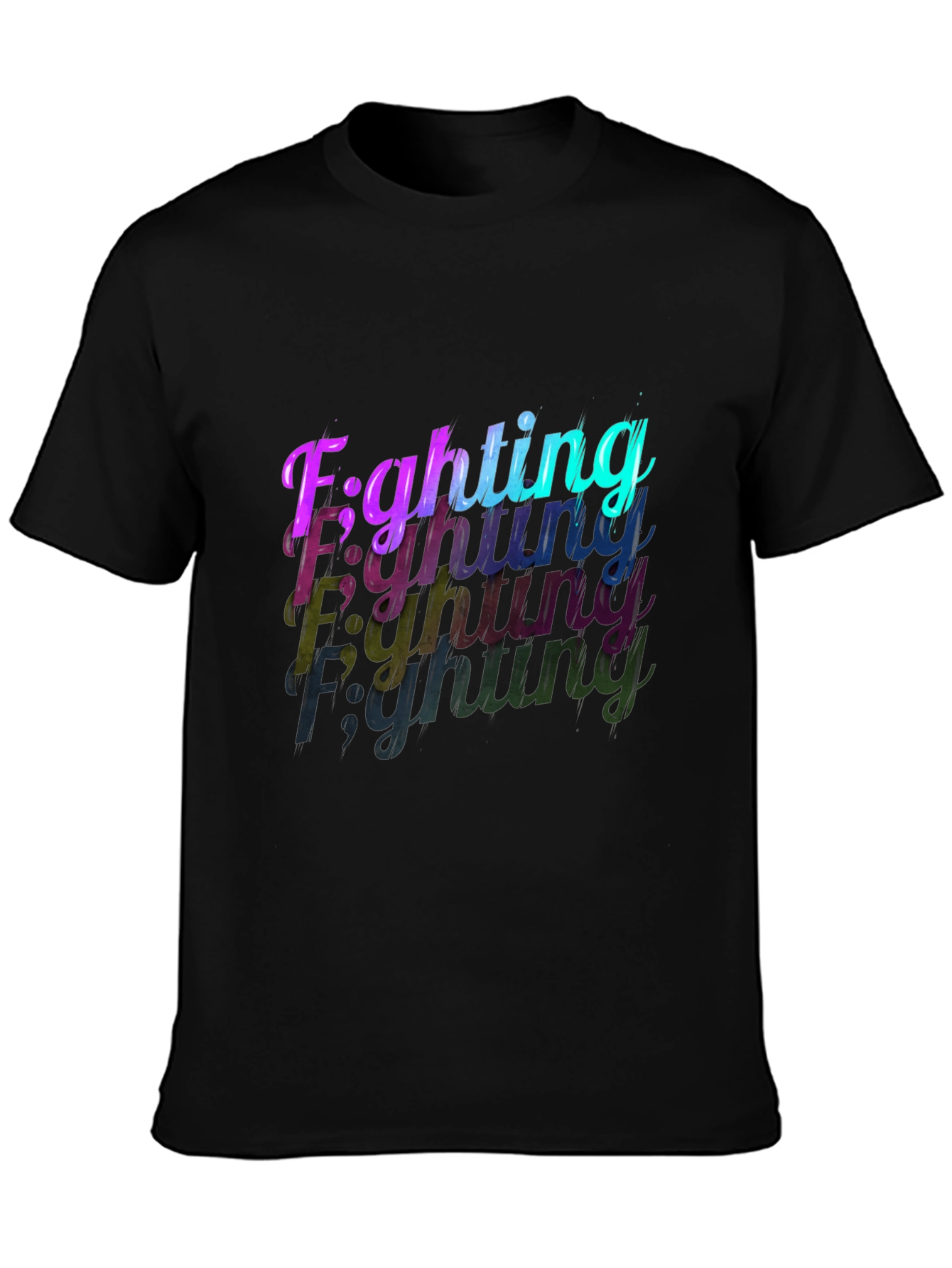 Camiseta Negra con Diseño Fighting en Degradado