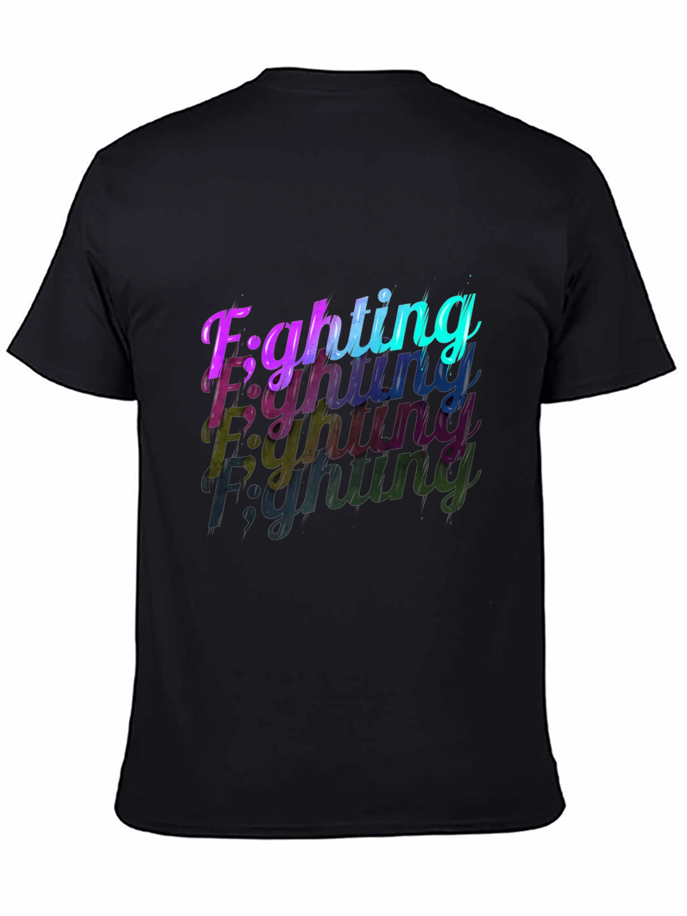 Camiseta Negra con Diseño Fighting en Degradado