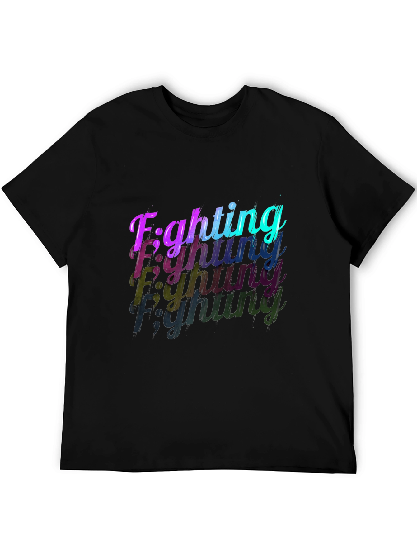 Camiseta Negra con Diseño Fighting en Degradado
