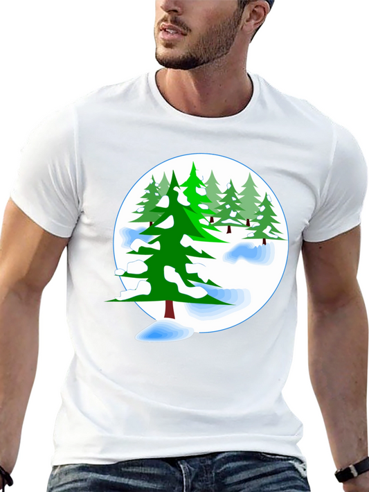 Camiseta Negra Diseño Árboles Navideños