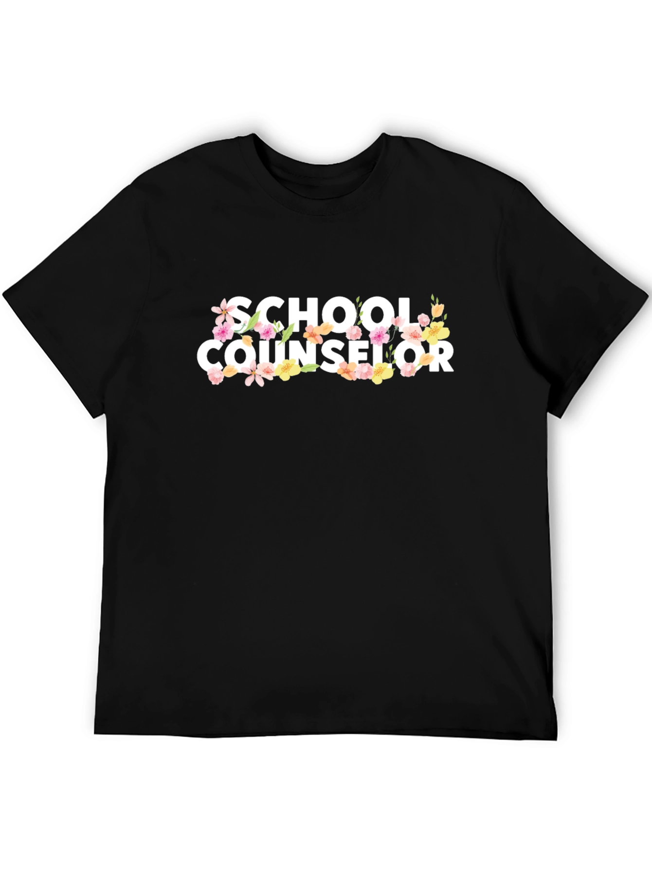Camiseta Negra School Counselor Floral