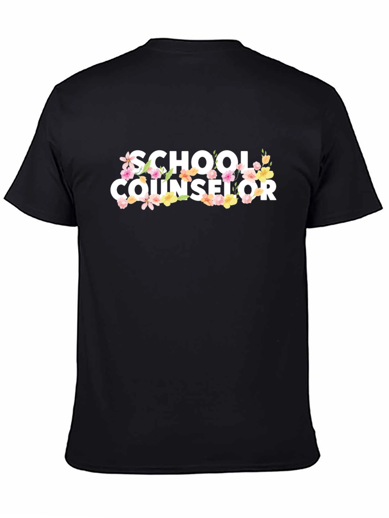 Camiseta Negra School Counselor Floral