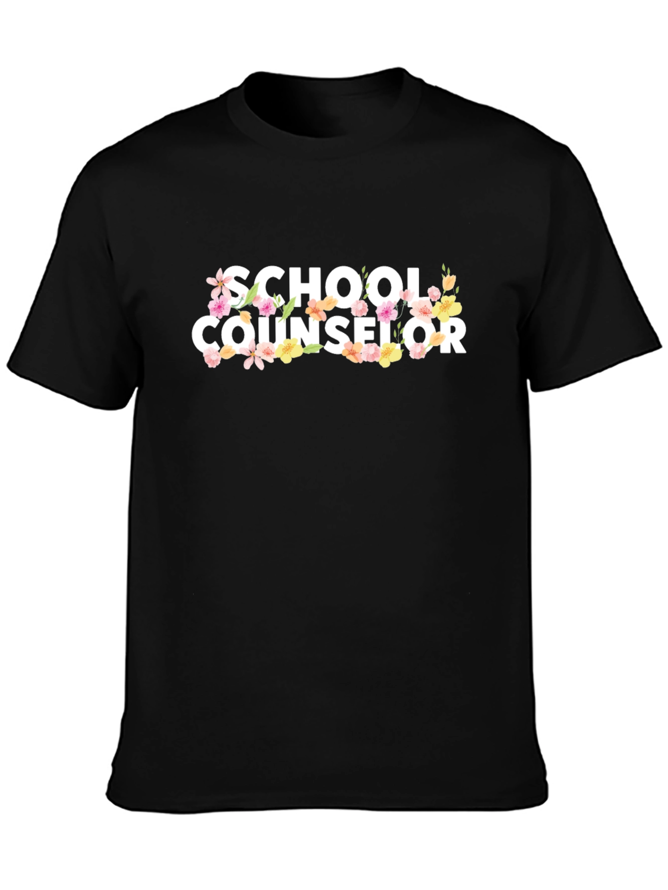 Camiseta Negra School Counselor Floral