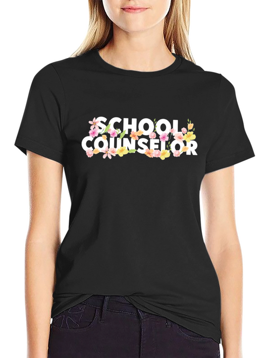 Camiseta Negra School Counselor Floral