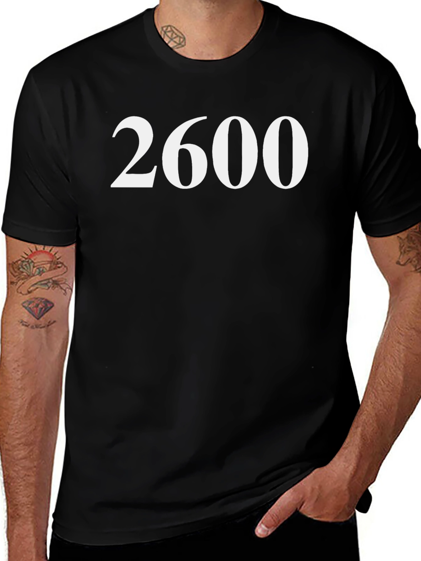 Camiseta Negra con Número 2600 Blanco