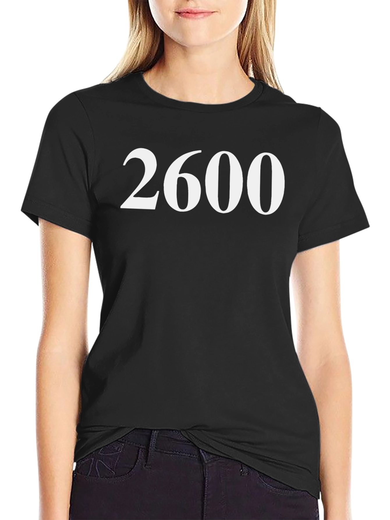 Camiseta Negra con Número 2600 Blanco