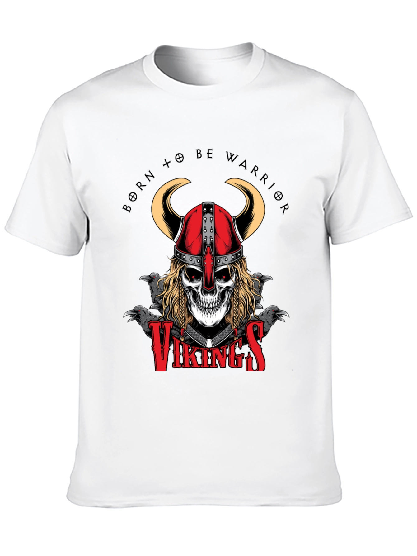 Camiseta Negra Vikingos Cráneo Guerrero