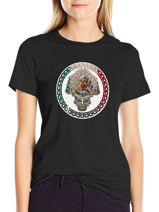 Camiseta Negra con Diseño Azteca Circular