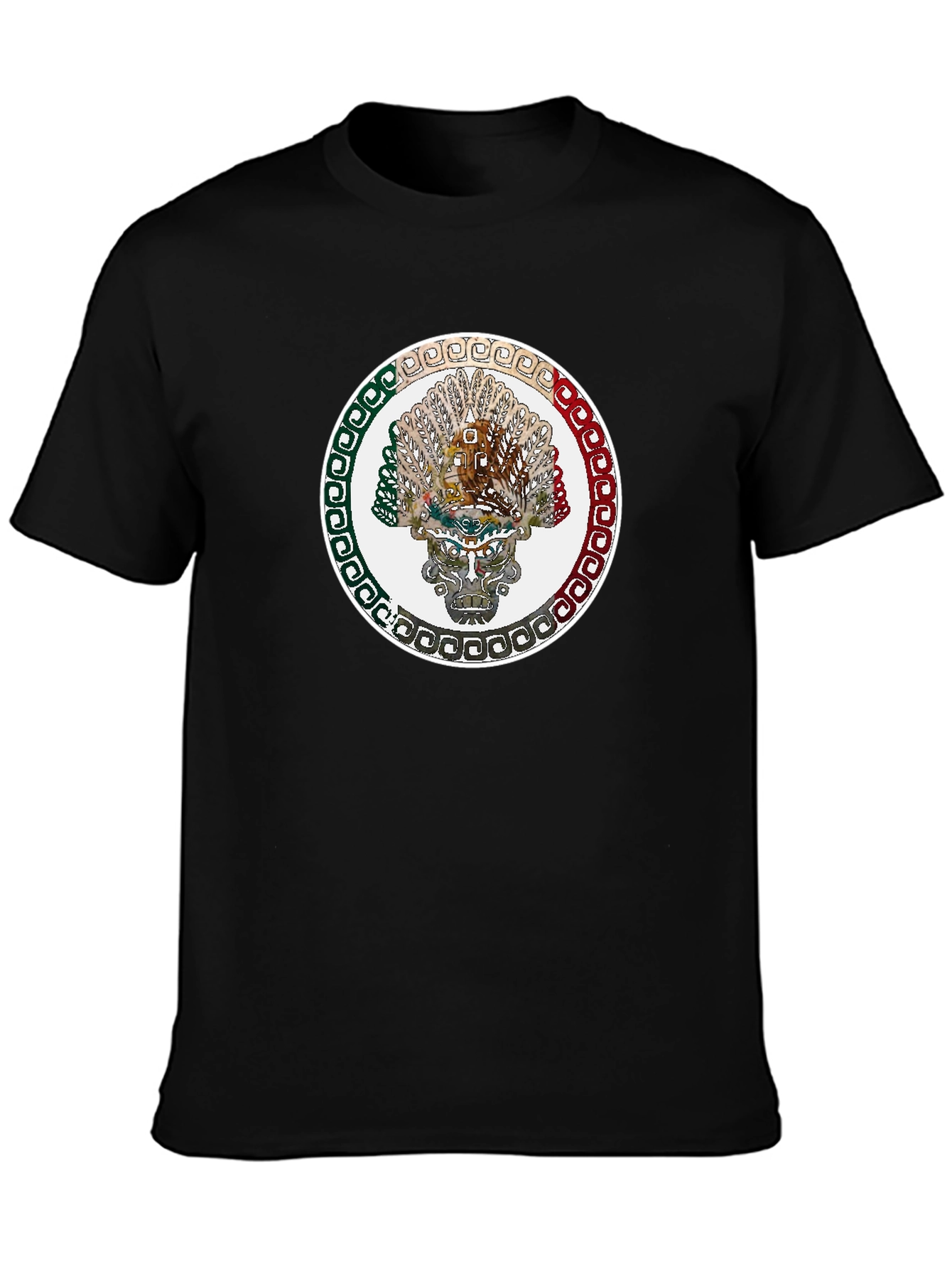 Camiseta Negra con Diseño Azteca Circular