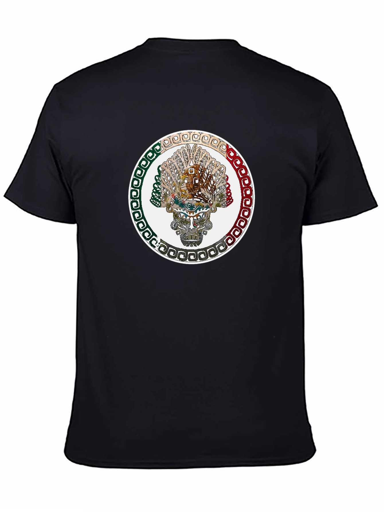 Camiseta Negra con Diseño Azteca Circular