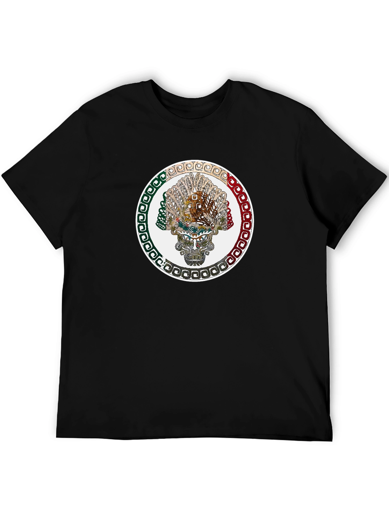 Camiseta Negra con Diseño Azteca Circular