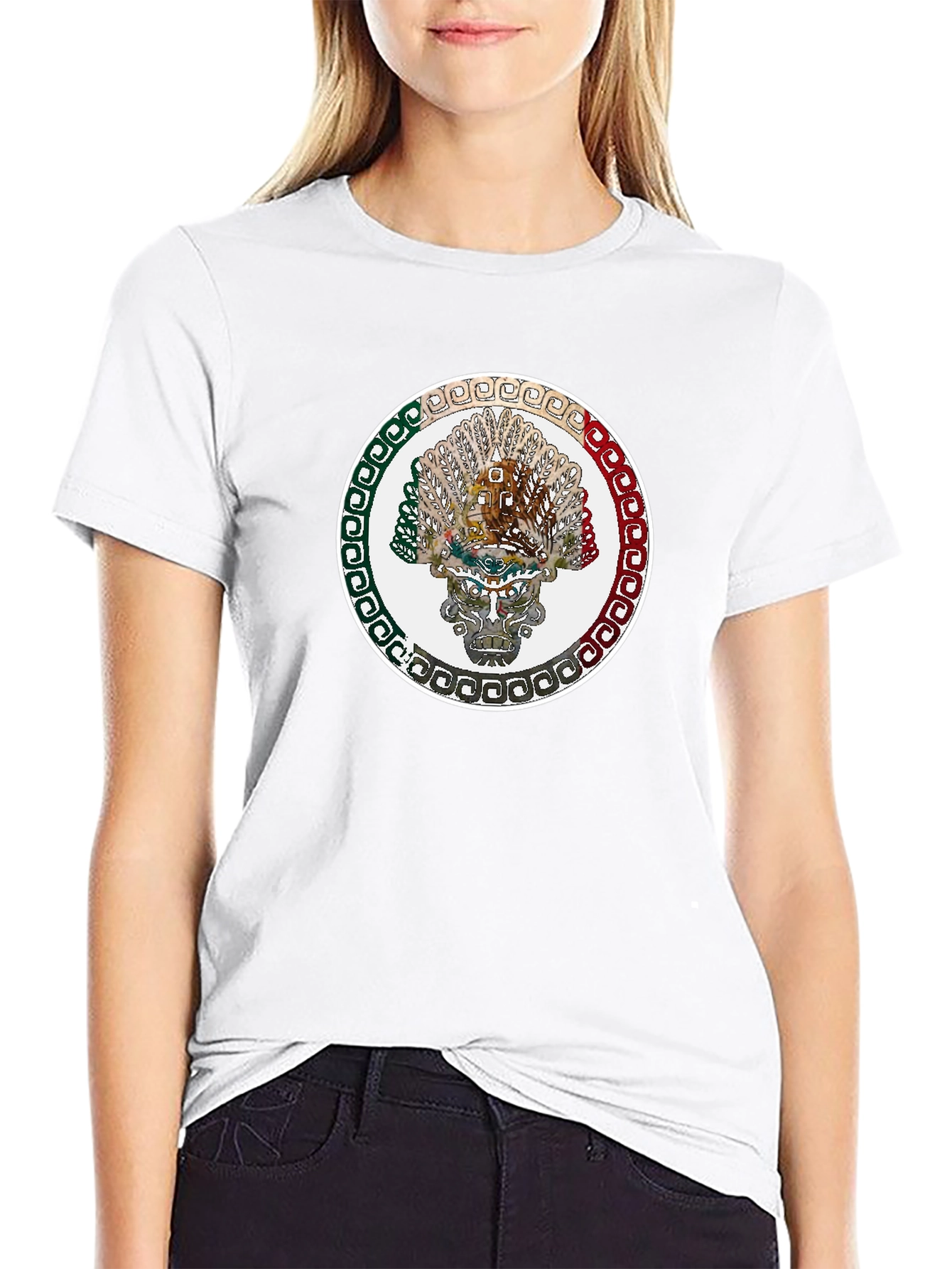 Camiseta Negra con Diseño Azteca Circular