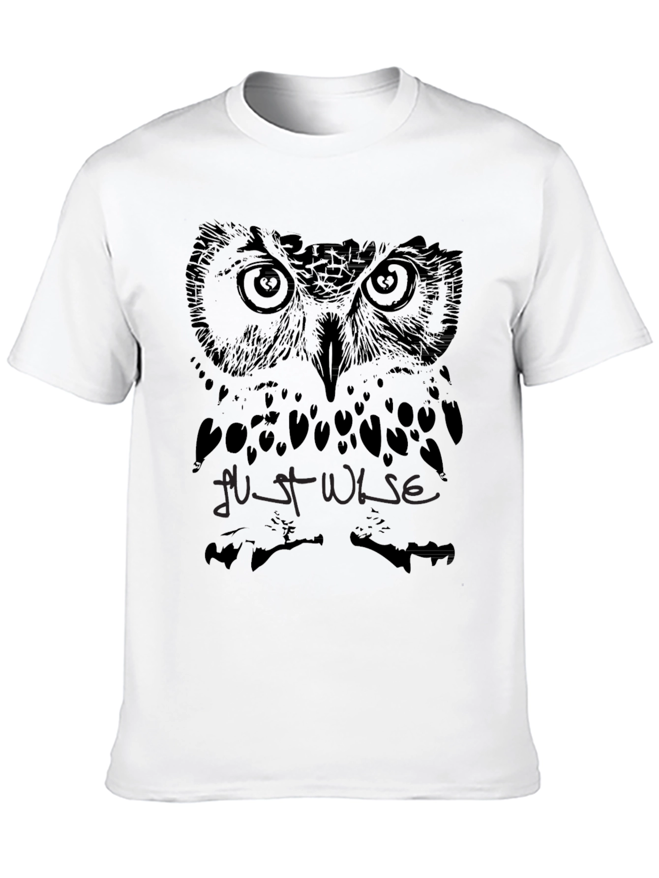Camiseta Negra con Diseño de Búho Just Wise