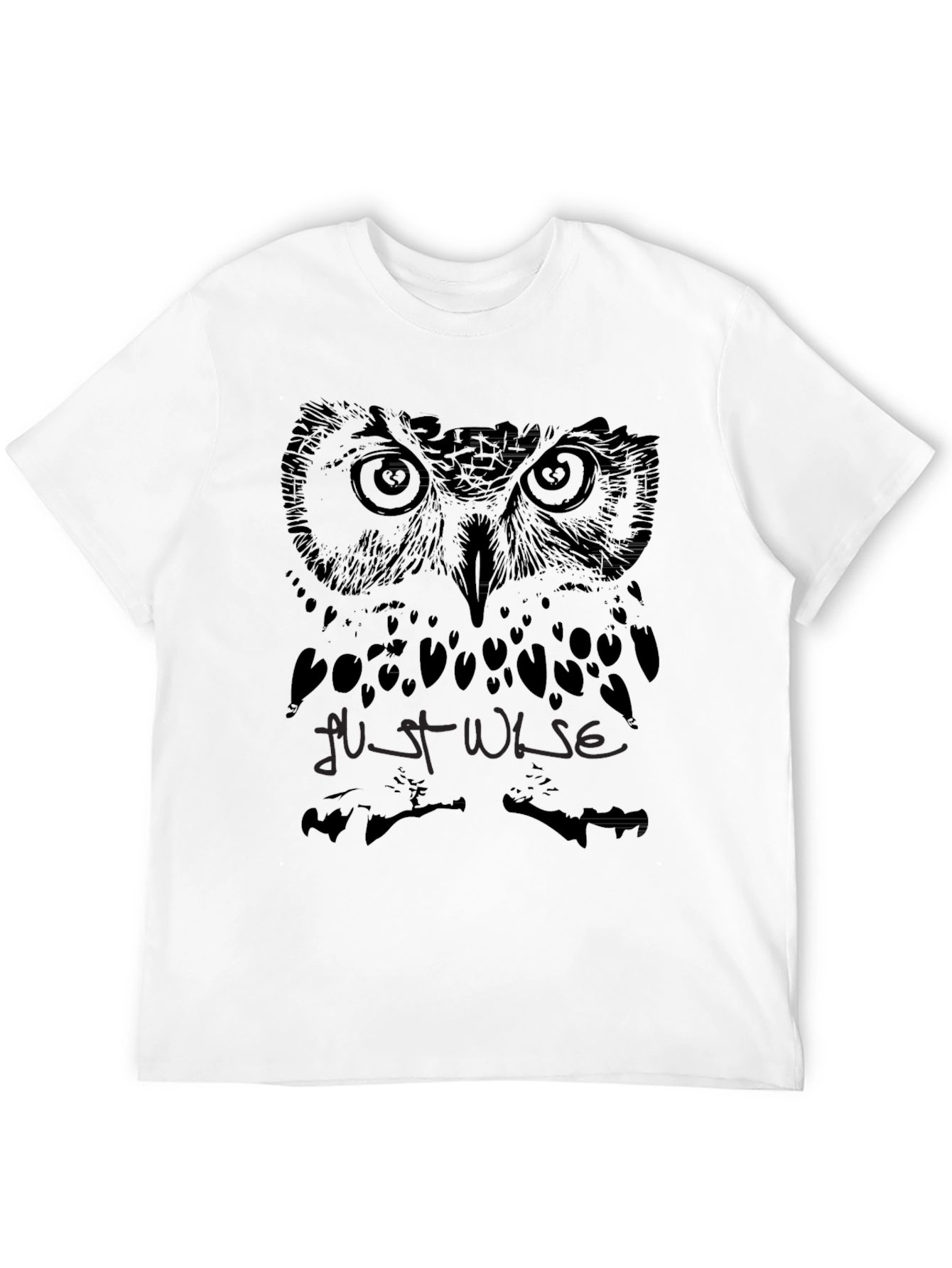 Camiseta Negra con Diseño de Búho Just Wise
