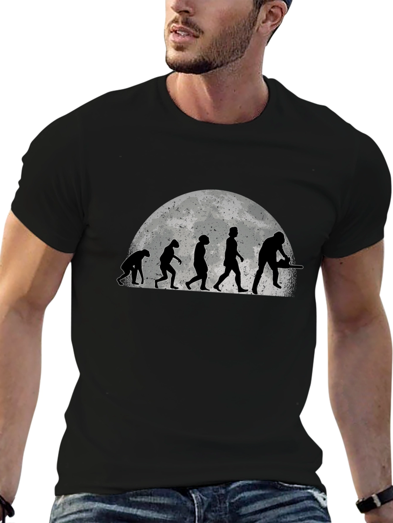 Camiseta Negra Evolución Motosierra Hombre