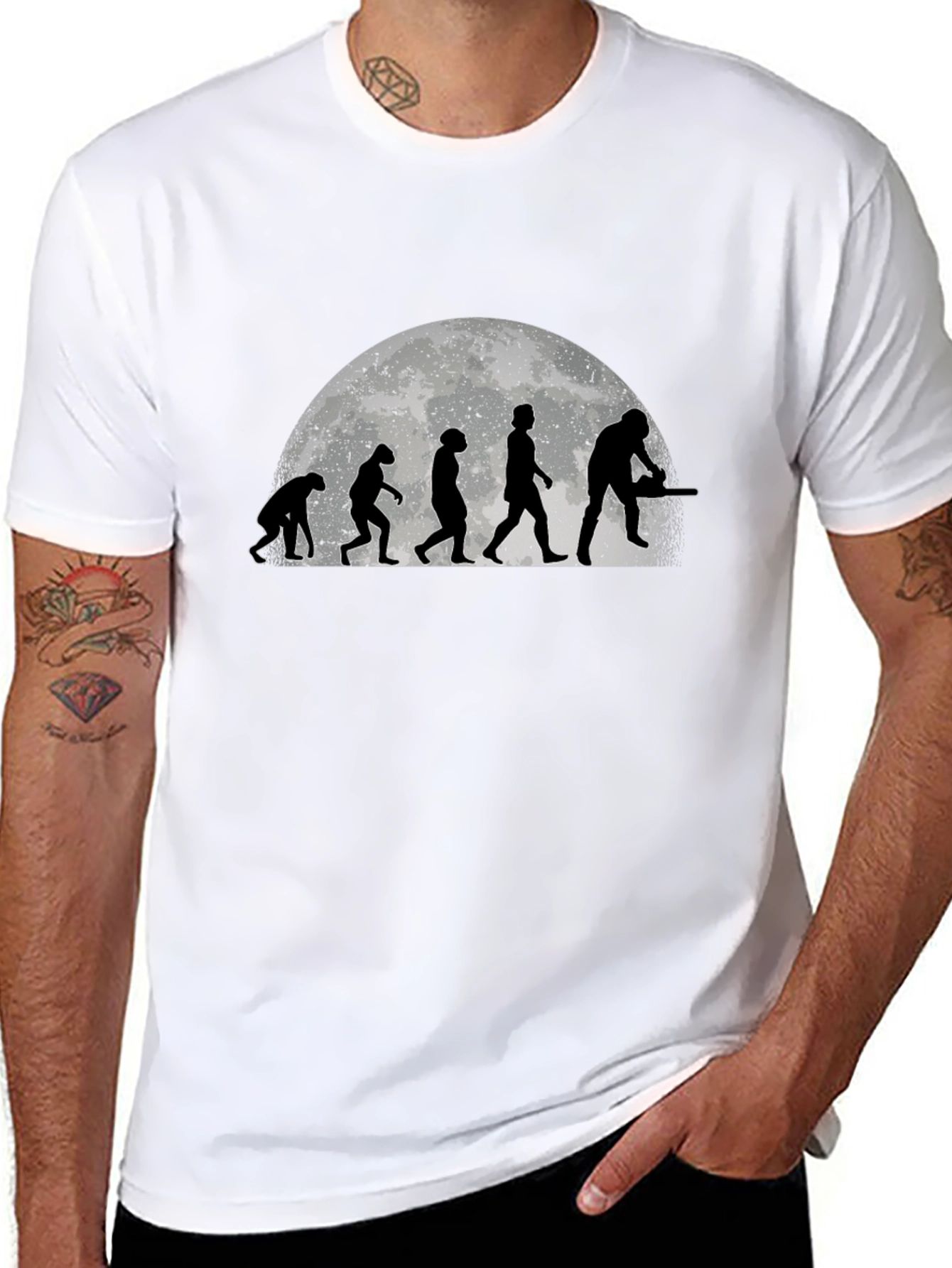 Camiseta Negra Evolución Motosierra Hombre