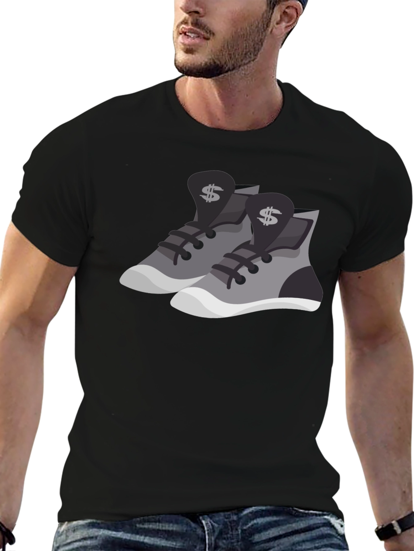Camiseta Negra con Diseño de Zapatillas Money