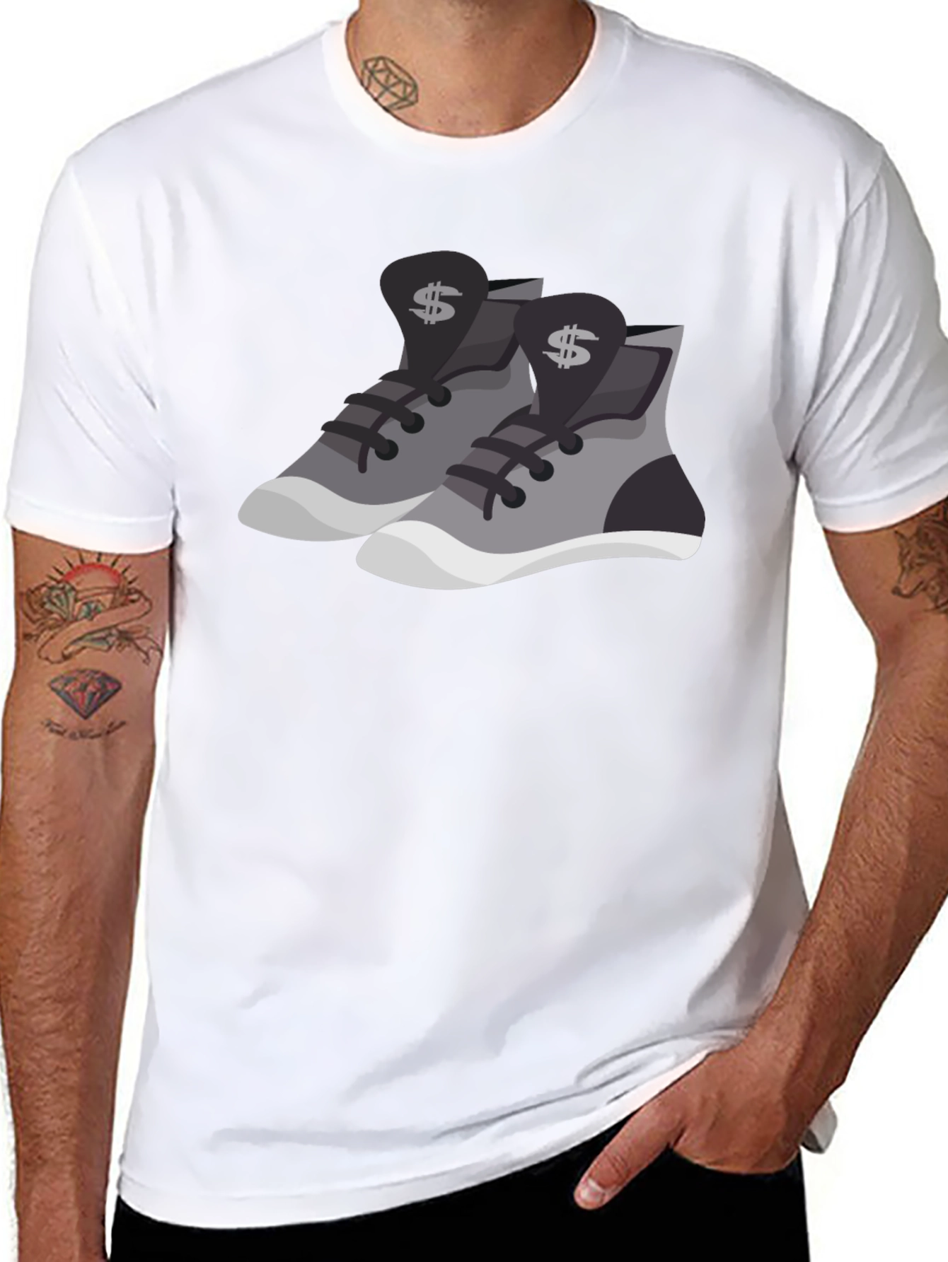 Camiseta Negra con Diseño de Zapatillas Money