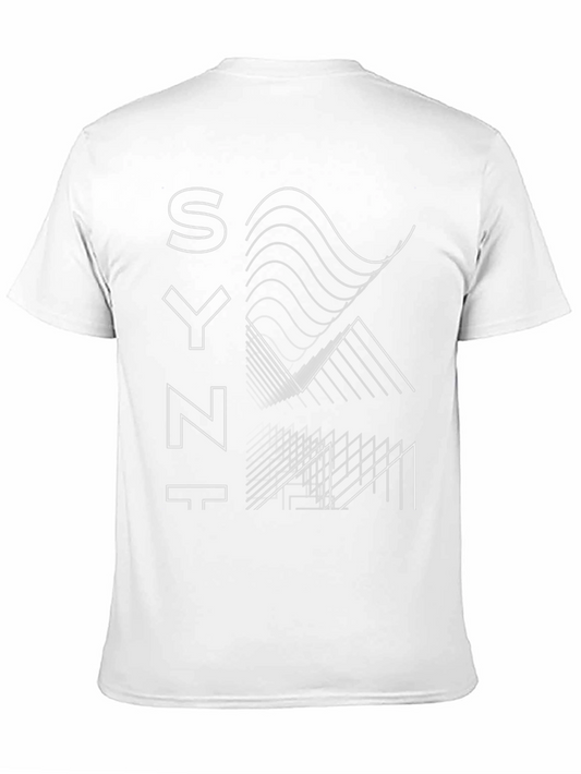 Camiseta Negra Diseño Sintetizador Gráfico Minimalista