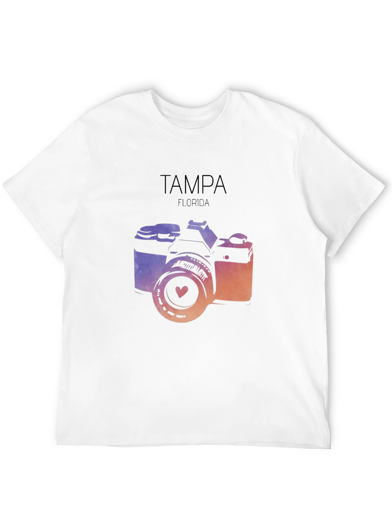 Camiseta Negra con Diseño de Cámara Tampa Florida