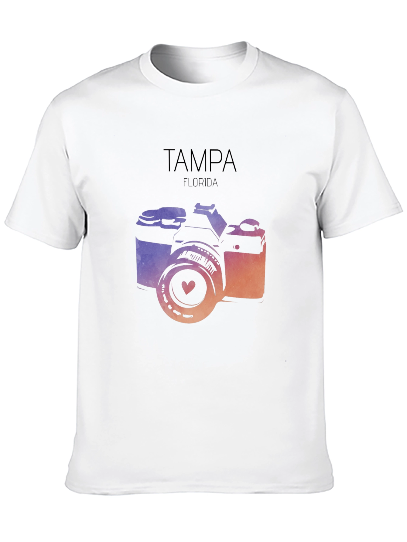 Camiseta Negra con Diseño de Cámara Tampa Florida