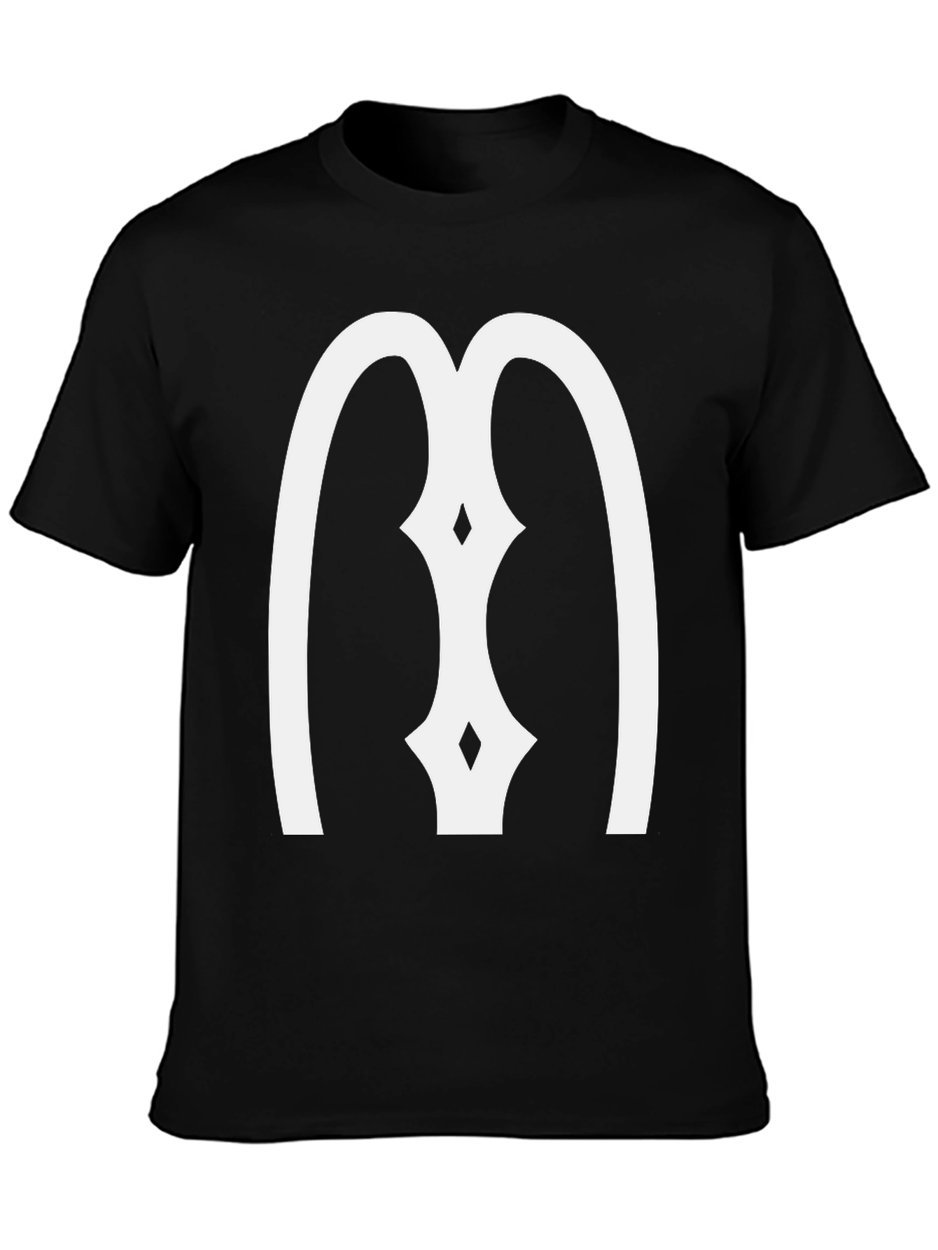 Camiseta Negra con Diseño Abstracto Blanco