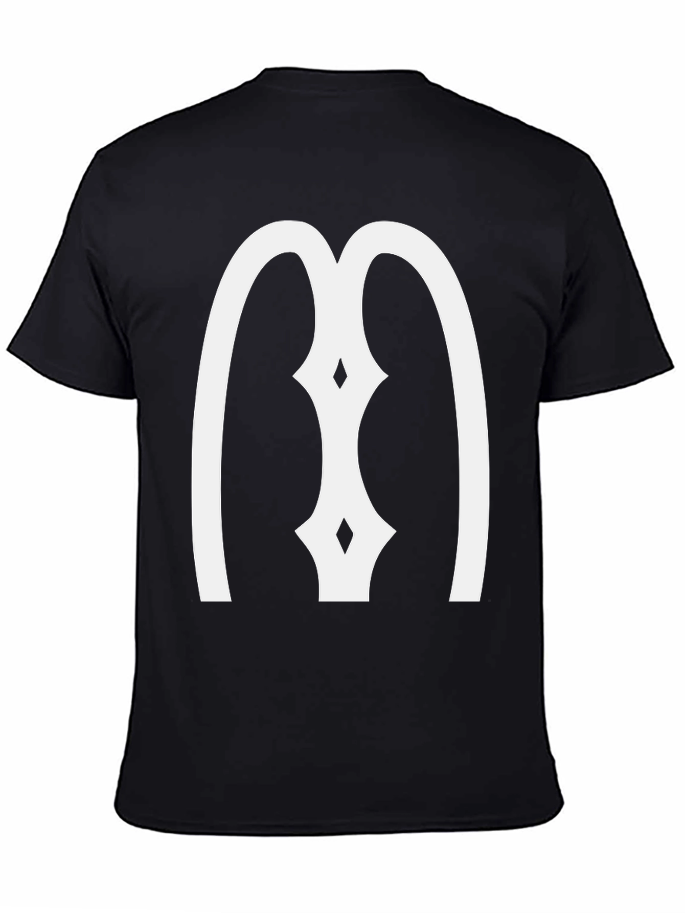 Camiseta Negra con Diseño Abstracto Blanco