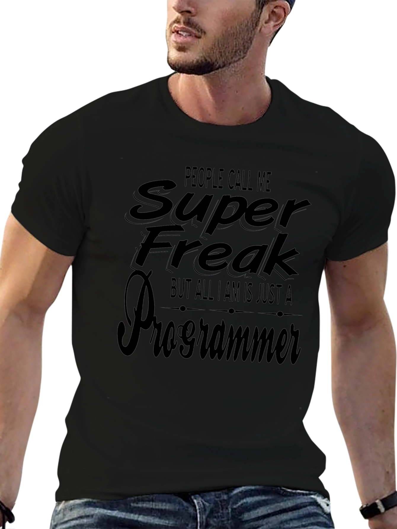 Camiseta Negra Super Freak Programmer