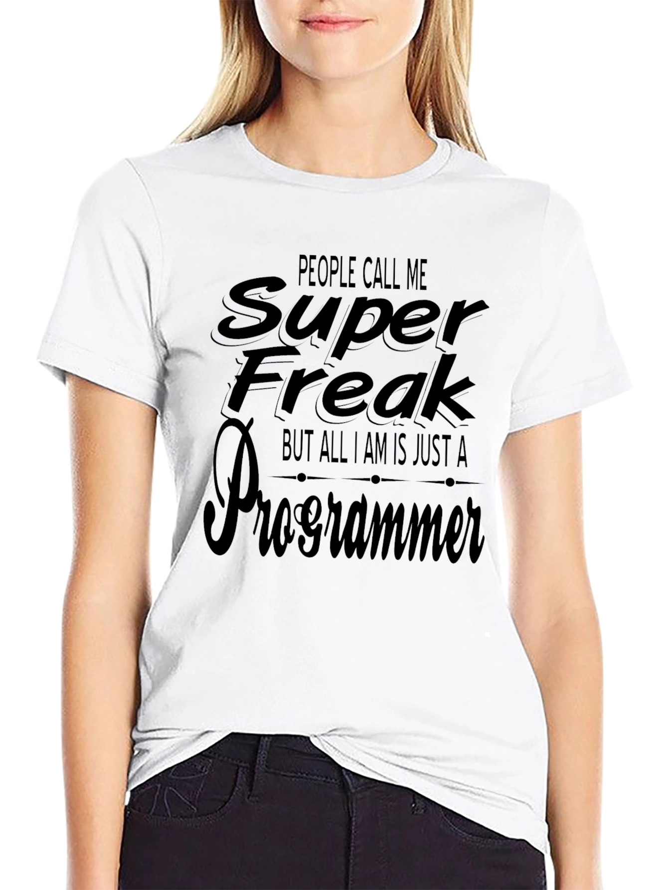 Camiseta Negra Super Freak Programmer