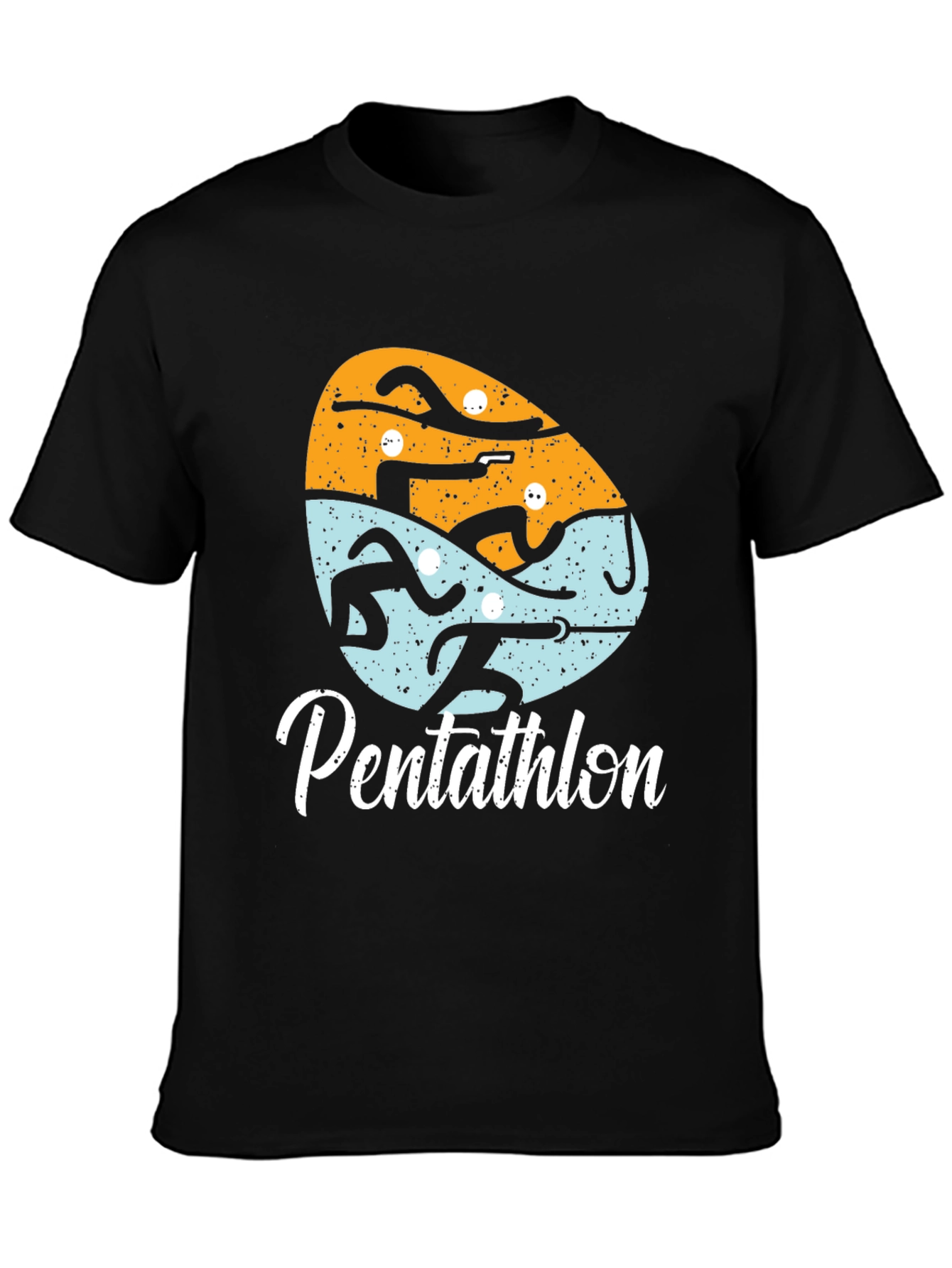 Camiseta Negra Pentatlón Diseño Gráfico Único